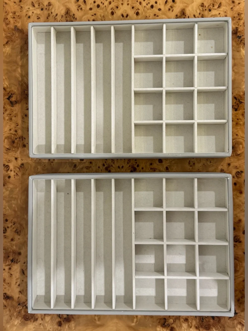 Gray Stackable Jewelry and Accessory Organizer Tray Set of 2
